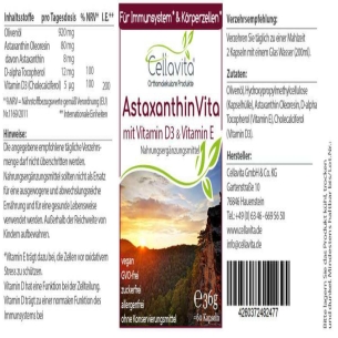 Astaxanthin Vita im Glas von Cellavita Etikett