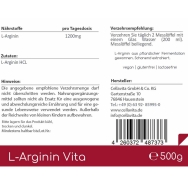 L-Arginin Vita Vorratsbeutel von Cellavita - Etikett Rückseite