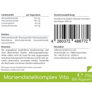 Mariendistel Komplex Vita 500 Kapseln von Cellavita - Etikett Rückseite