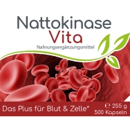 Nattokinase Vita von Cellavita - 500 Kapseln - Etikett Vorderseite