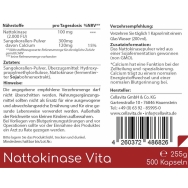 Nattokinase Vita von Cellavita - 500 Kapseln - Etikett Rückseite