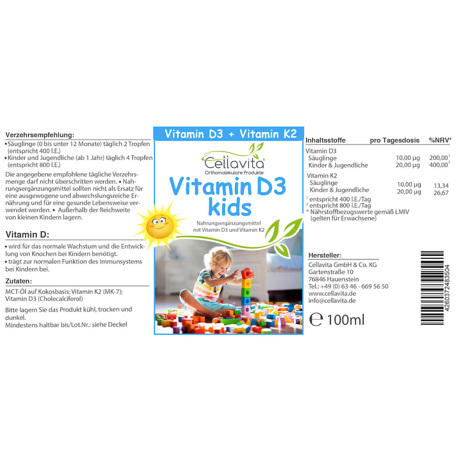 Vitamin D3 Kids - Etikett