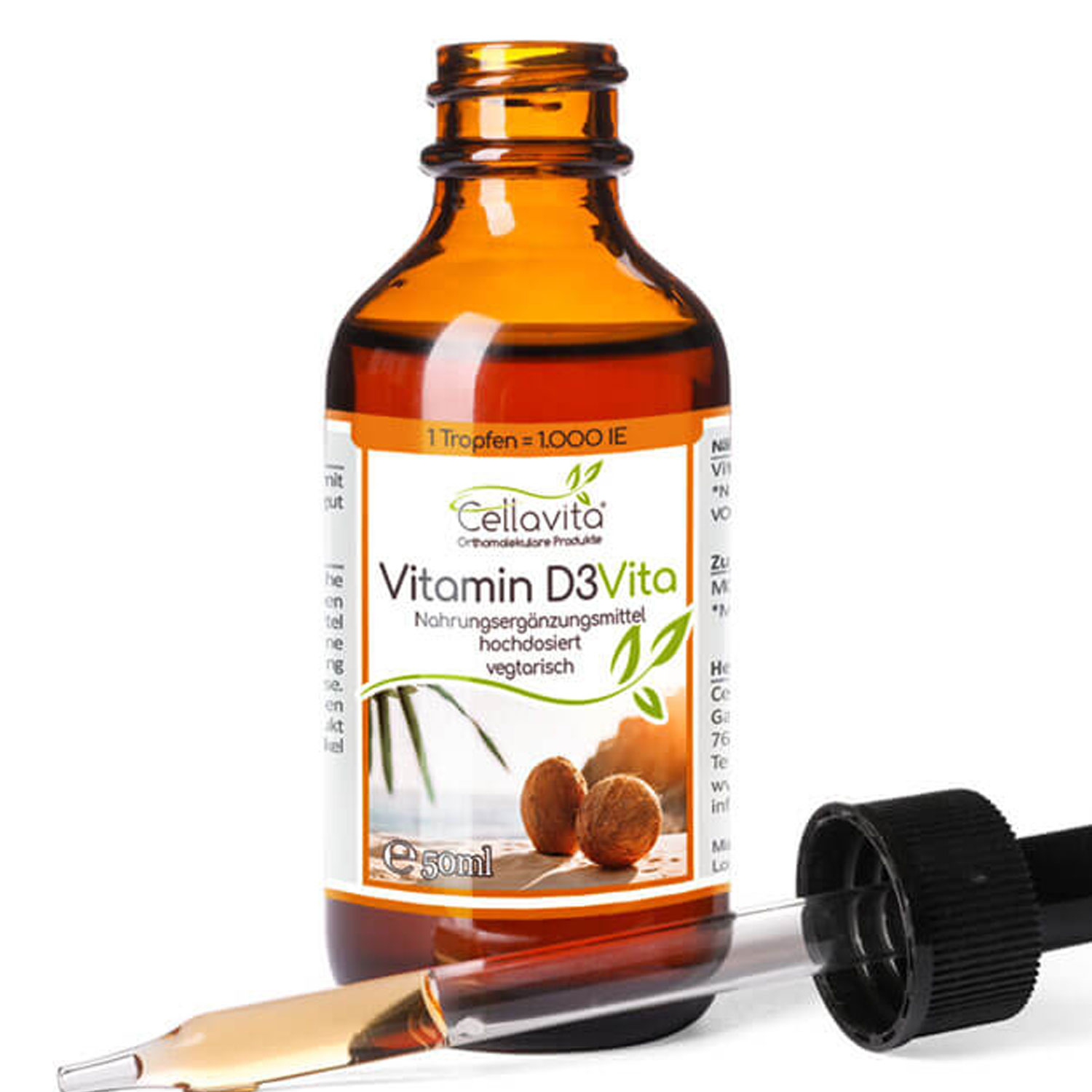 Vitamin D3 Vita 50ml (1 Tropfen = 1.000 IE) hochdosiert von Cellavita