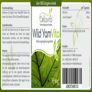 Wild Yam Vita (Yamswurzel) 90g Pulver von Cellavita Etikett