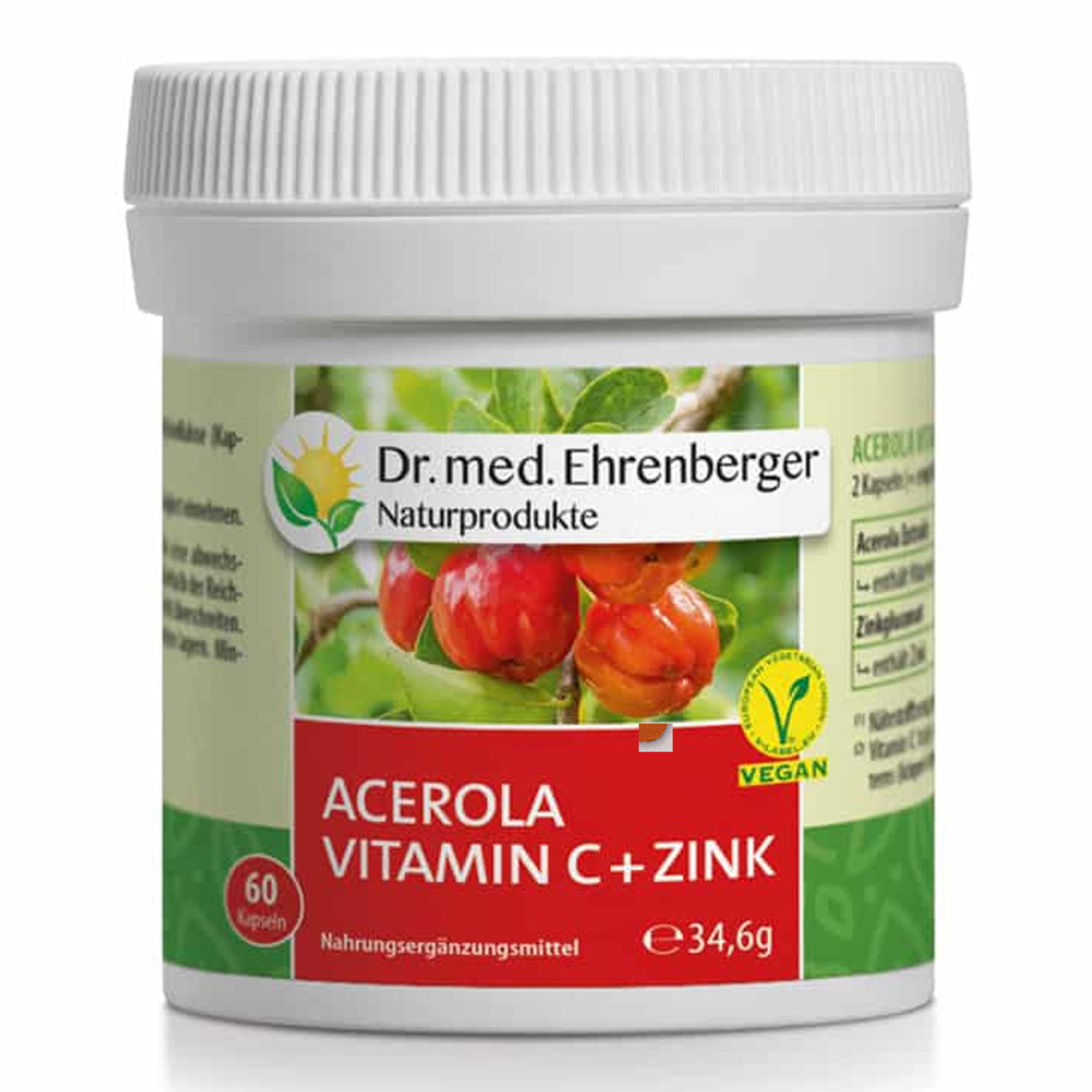Acerola Vitamin C + Zink Kapseln von Dr. Ehrenberger - 60 Kapseln
