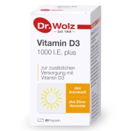 Produktabbildung: Vitamin D3 1000 I.E. plus von Dr. Wolz - 60 Kapseln