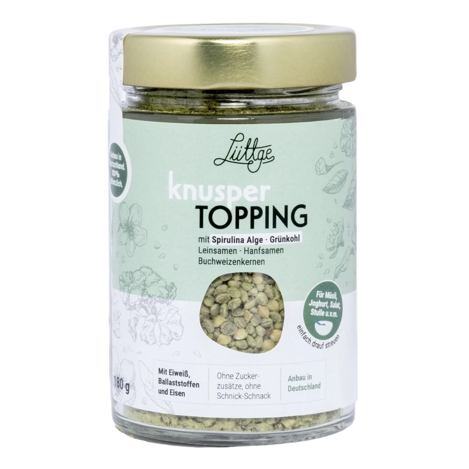 Lüttge Knusper Topping mit Spirulina Alge und Grünkohl von Evergreen Foods - 180g