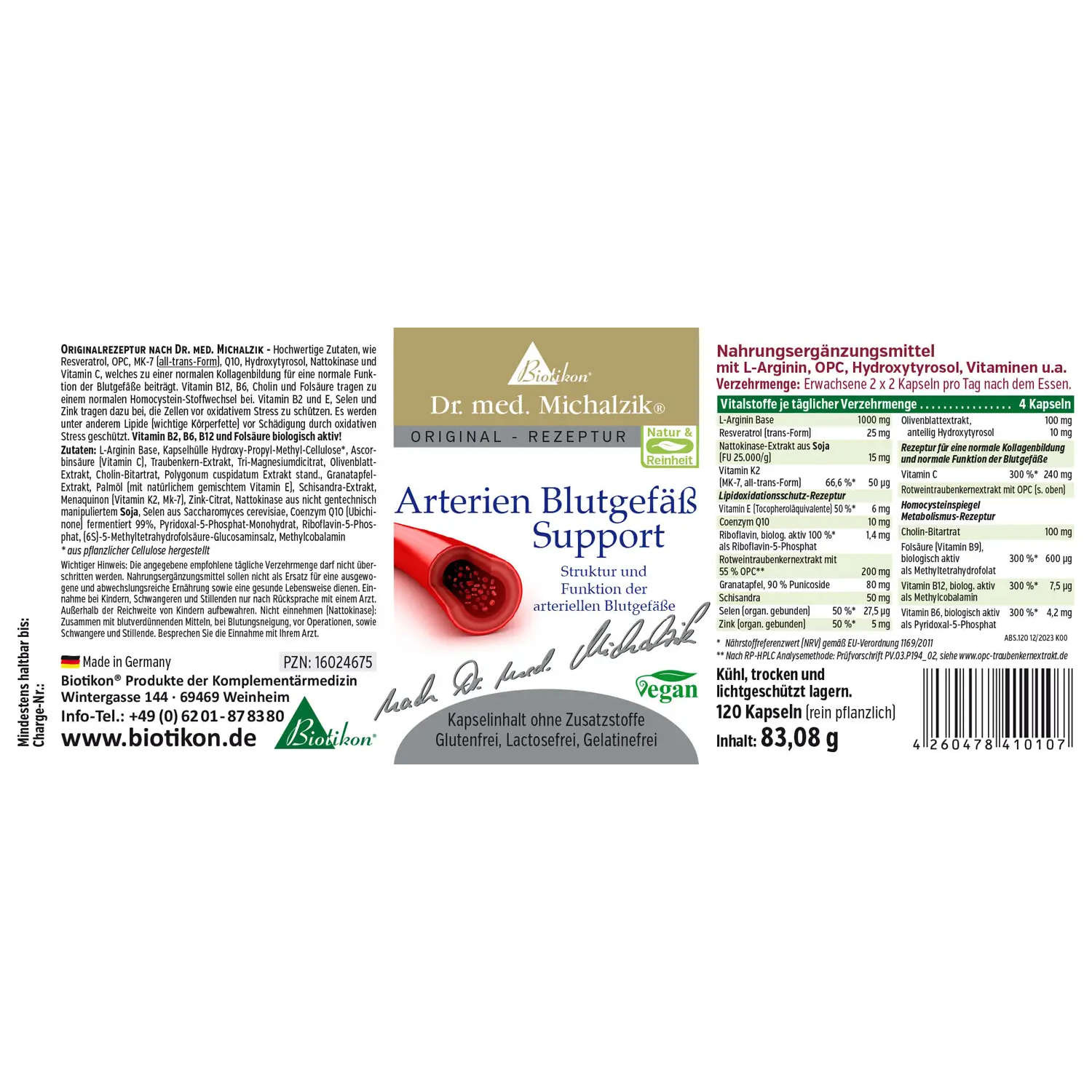 Arterien Blutgefäß Support von Biotikon - Etikett