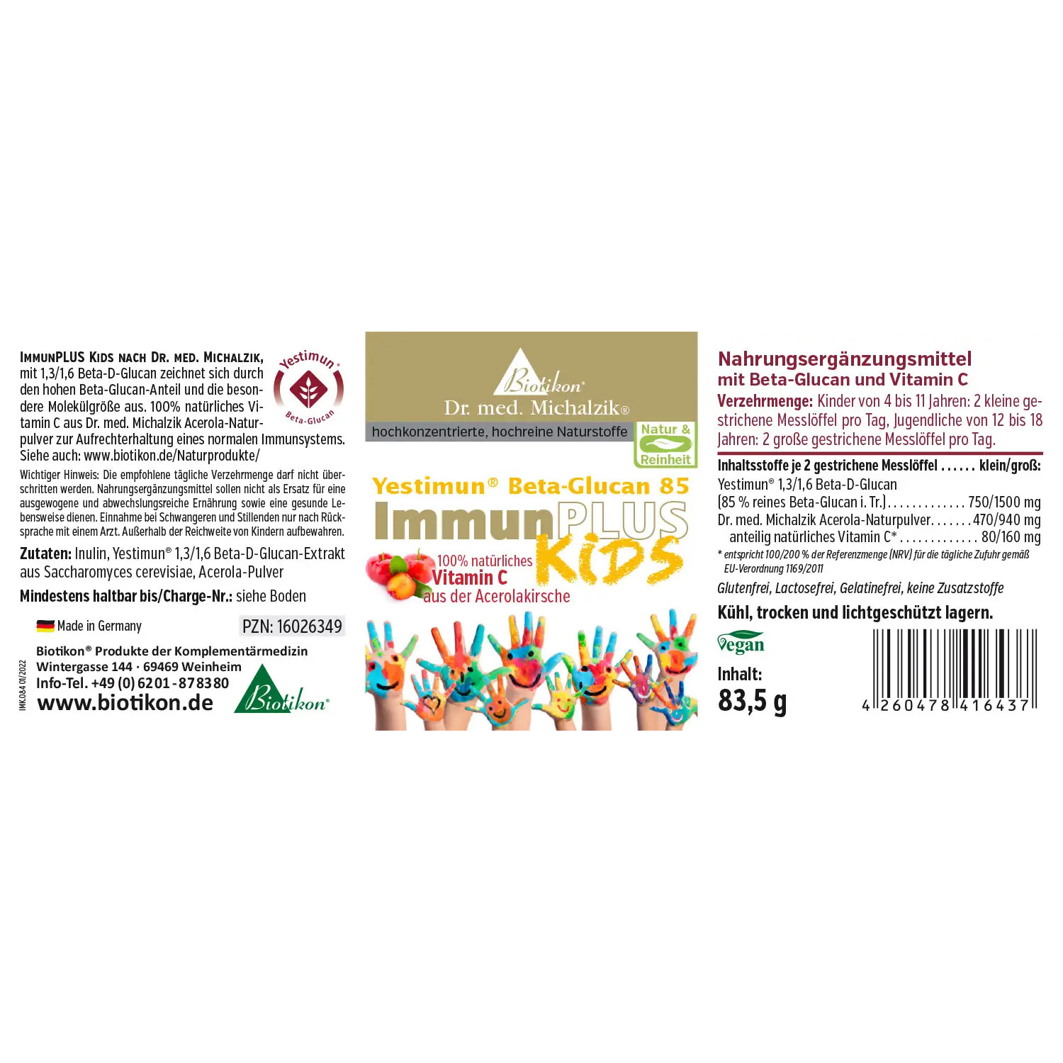 ImmunPLUS Kids von Biotikon - Etikett