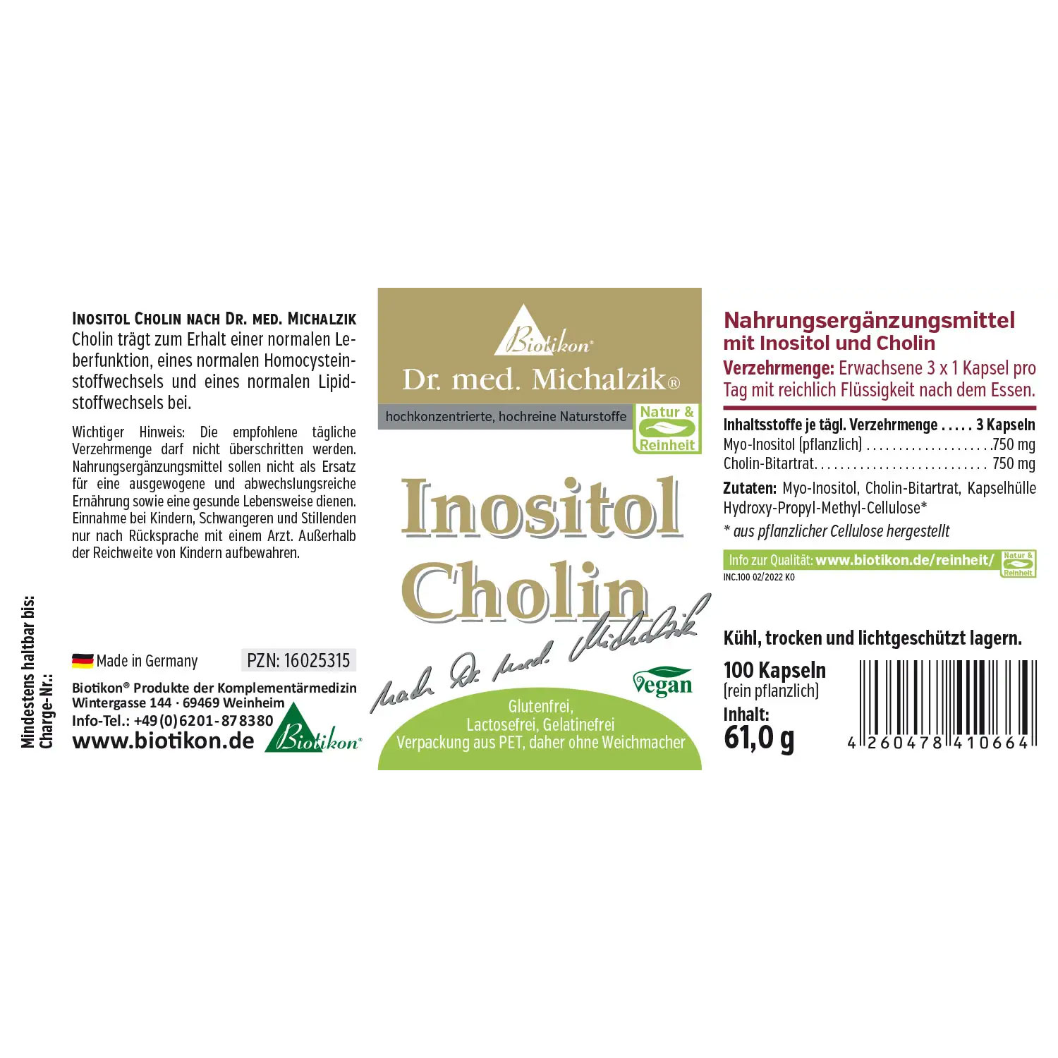 Inositol Cholin von Biotikon - Etikett