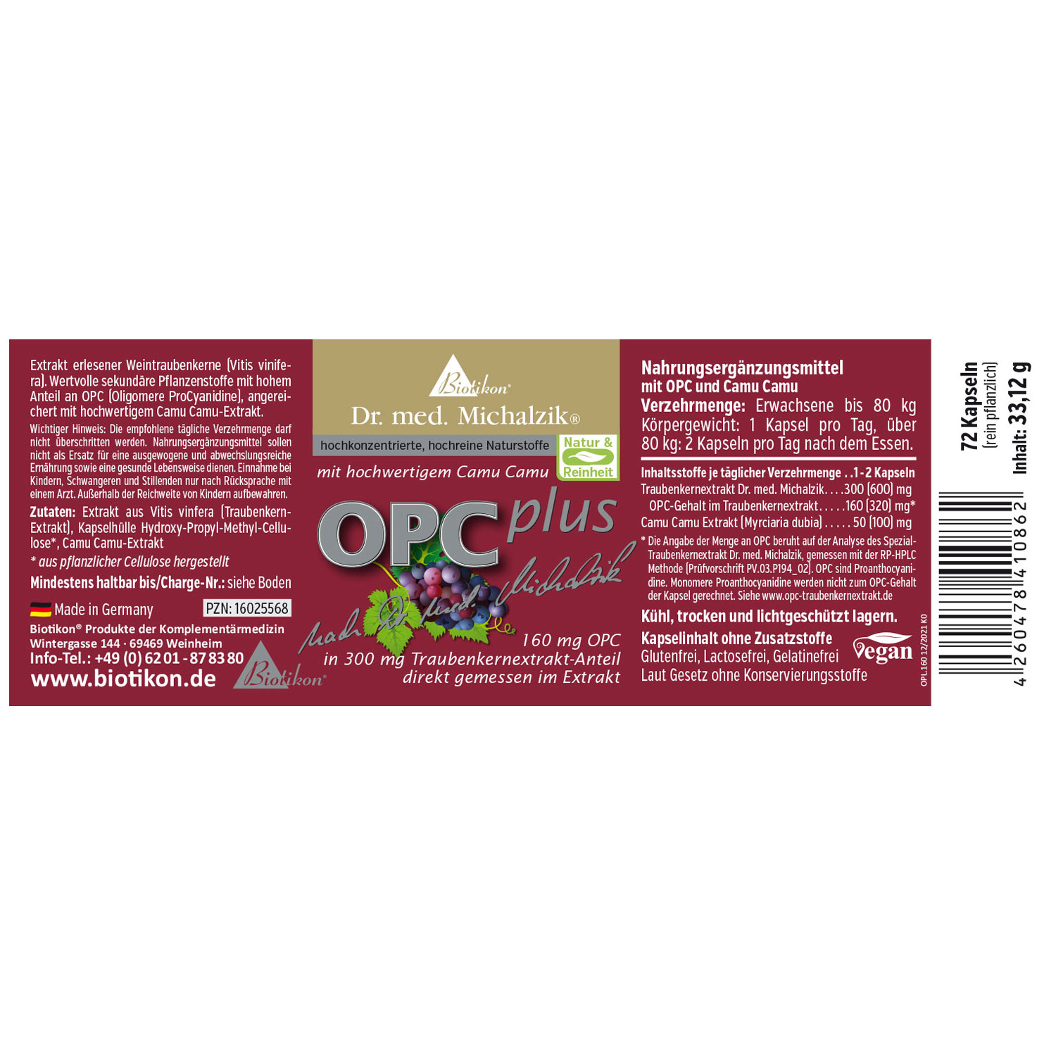 OPC Plus von Biotikon - Etikett
