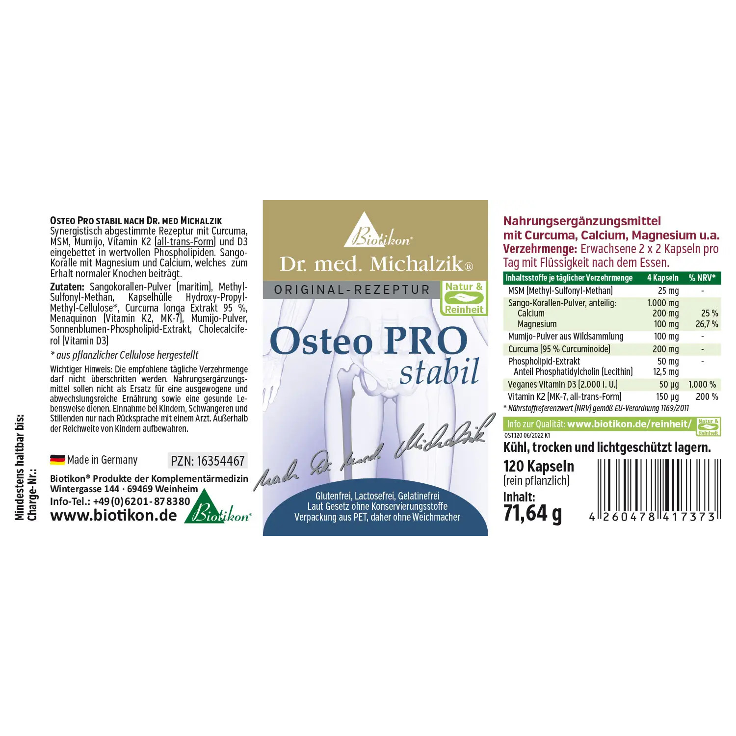 Osteo Pro Stabil von Biotikon - Etikett