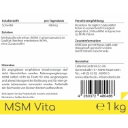 MSM Vita von Cellavita - Etikett Rückseite