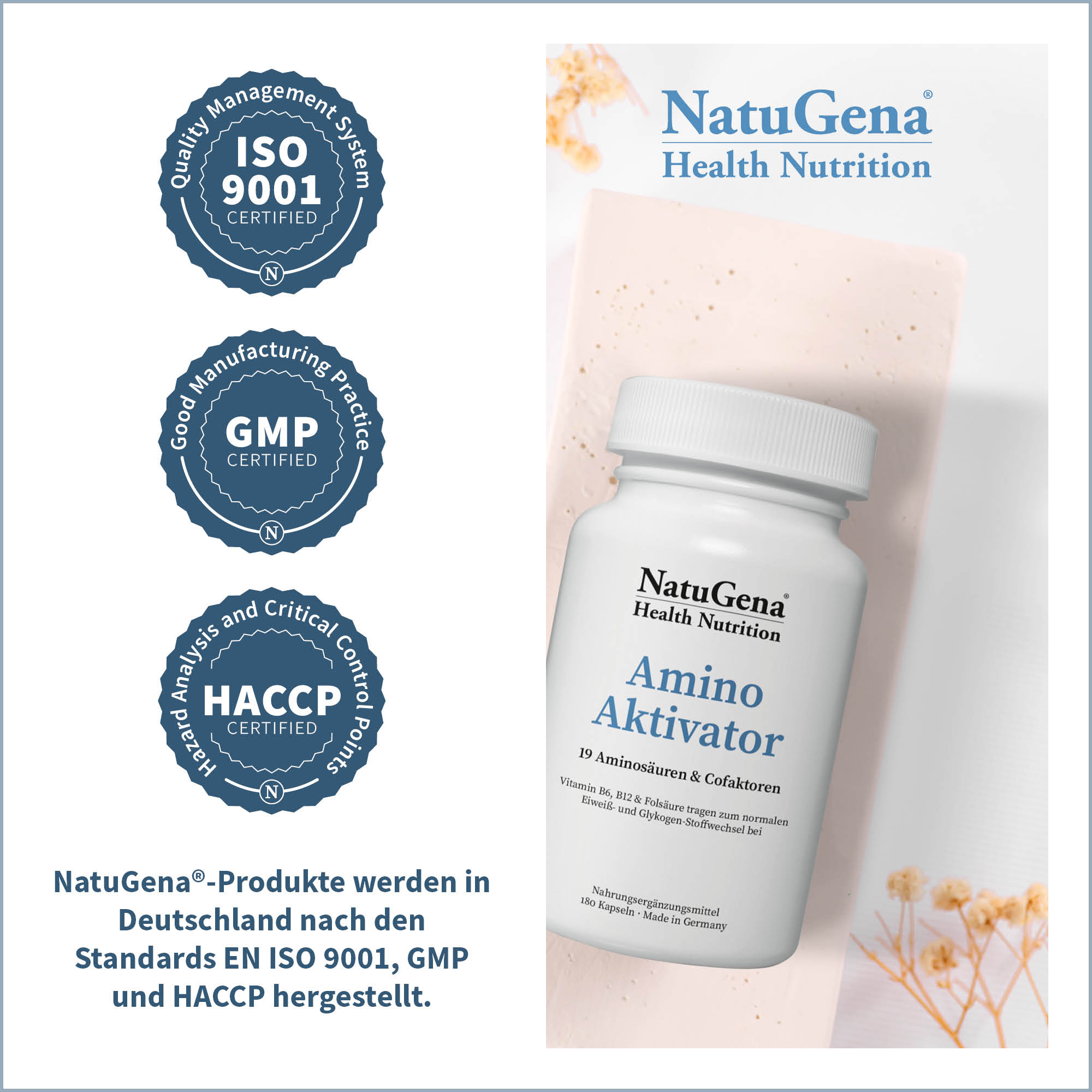 AminoAktivator von NatuGena - Zertifizierungen