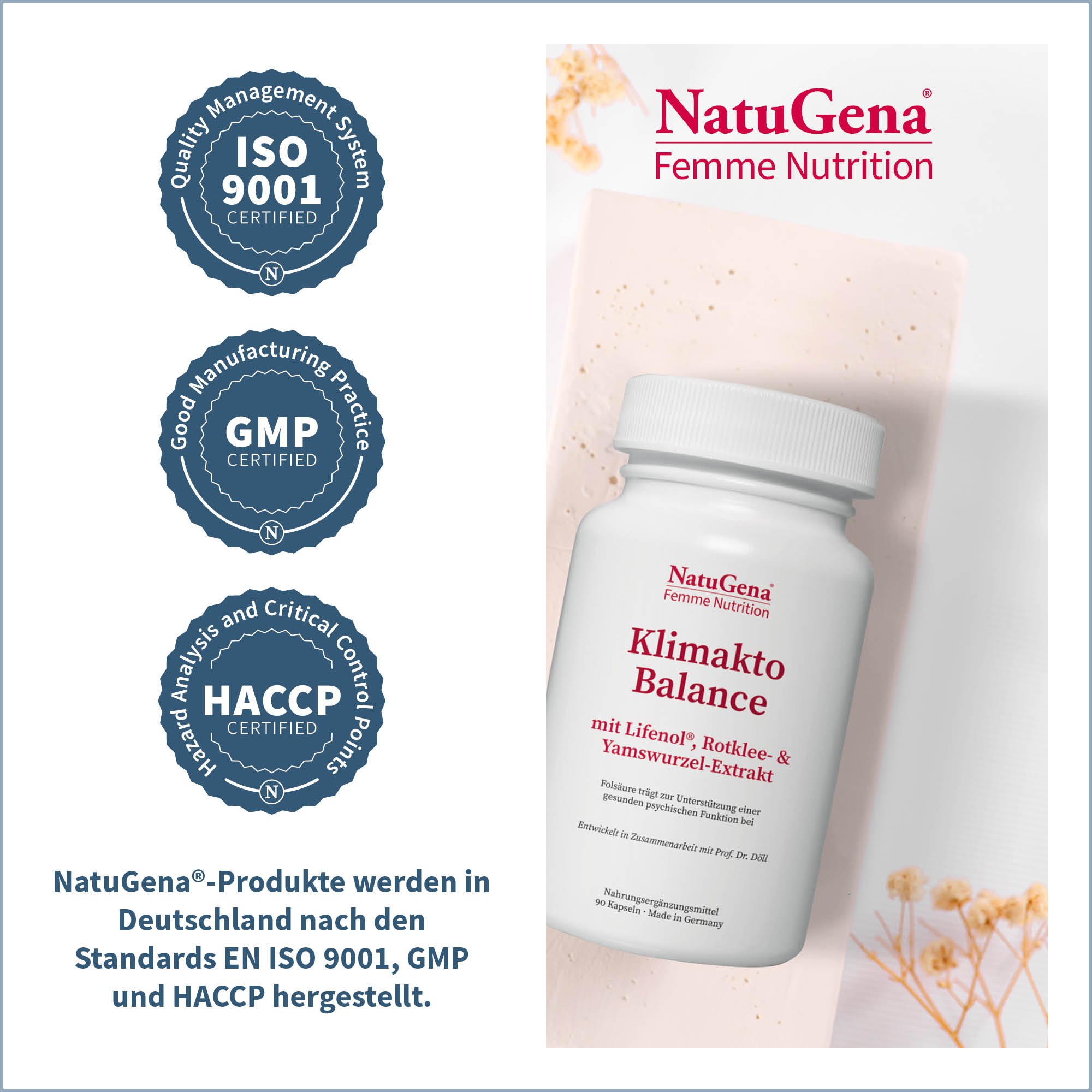 KlimaktoBalance von NatuGena Femme Nutrition - Zertifizierungen