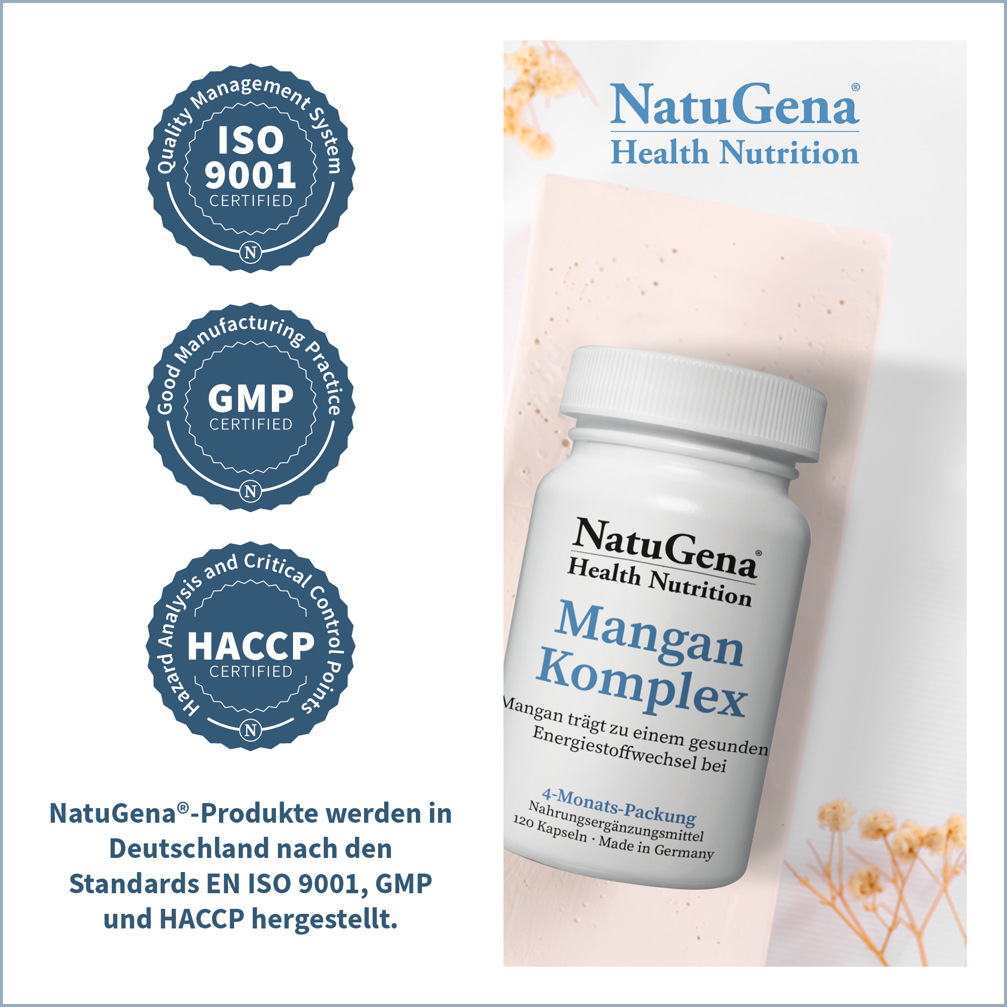 Mangan-Komplex von NatuGena - Zertifizierungen