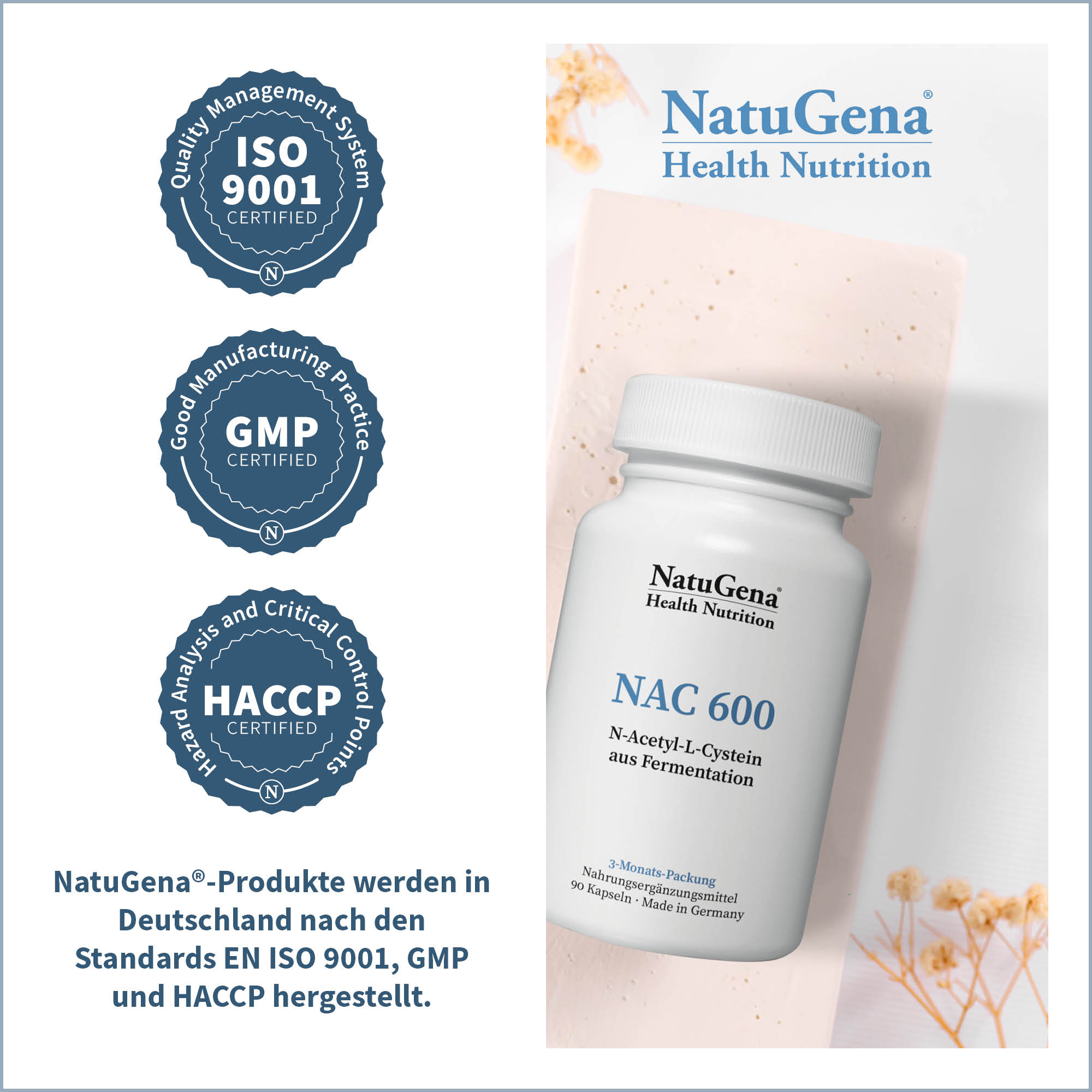 NAC 600 von NatuGena - Zertifizierungen