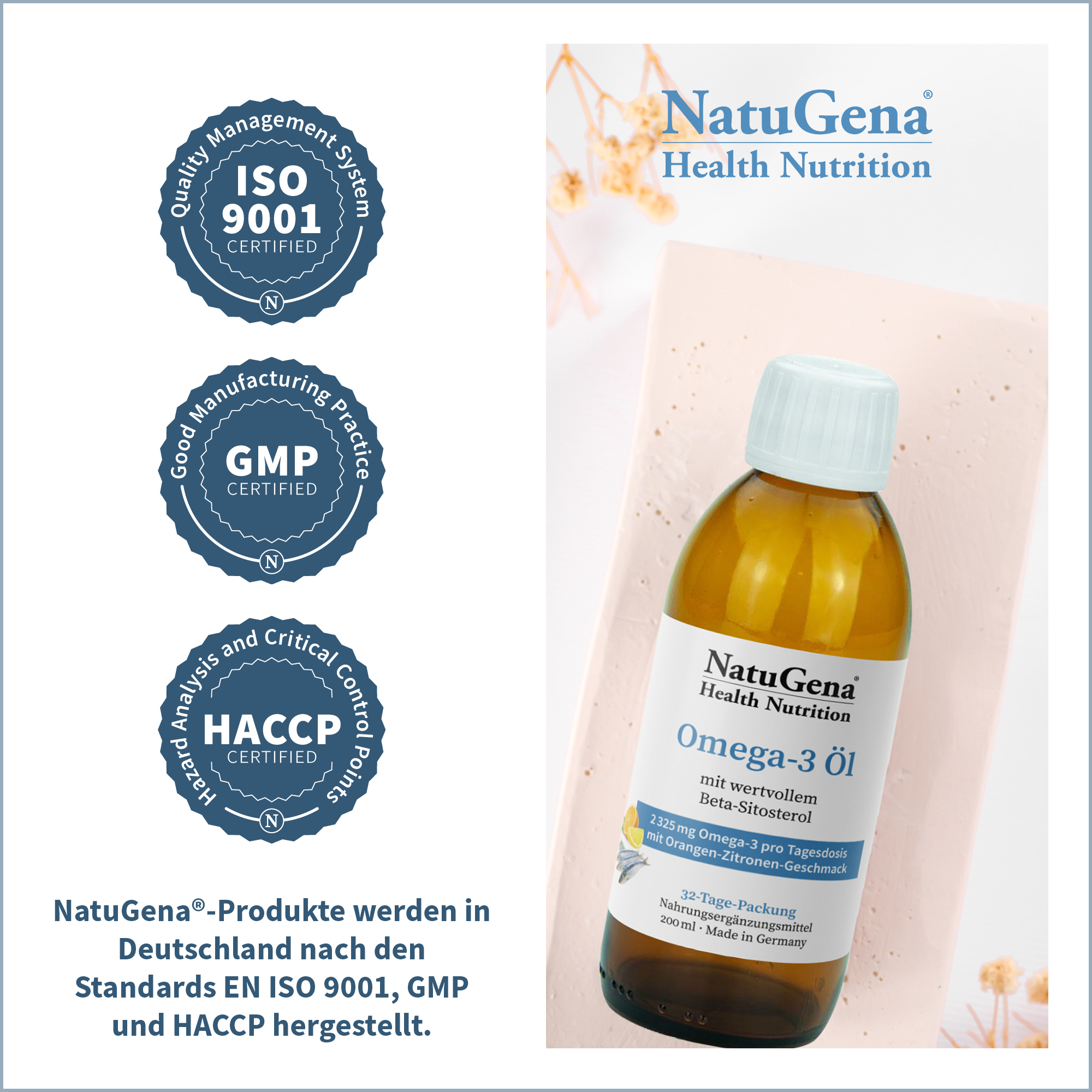 Omega-3 Öl von NatuGena - Zertifizierungen