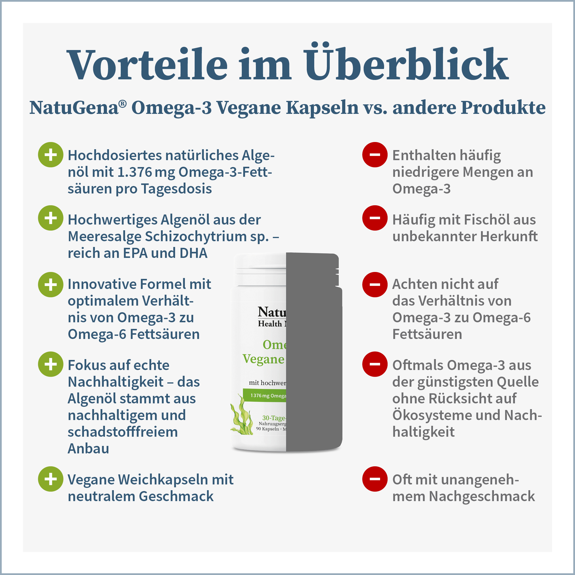 Omega-3 Vegane Kapseln von NatuGena - Produktvorteile