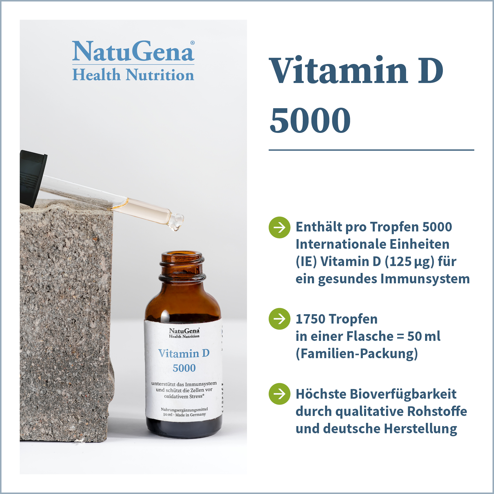 Vitamin D 5000 Tropfen von NatuGena - Features