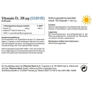 Vitamin D3 (D-Pearls) 38 μg von Pharma Nord - Etikett