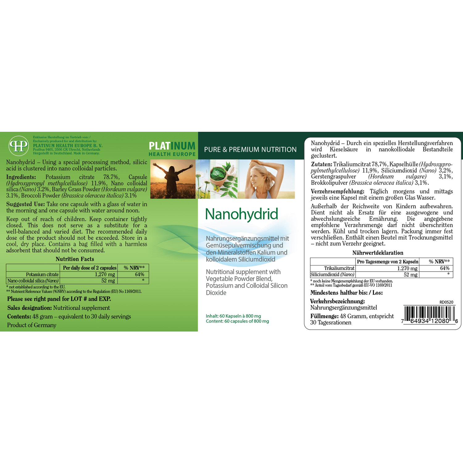 Nanohdrid von Platinum Health - Etikett