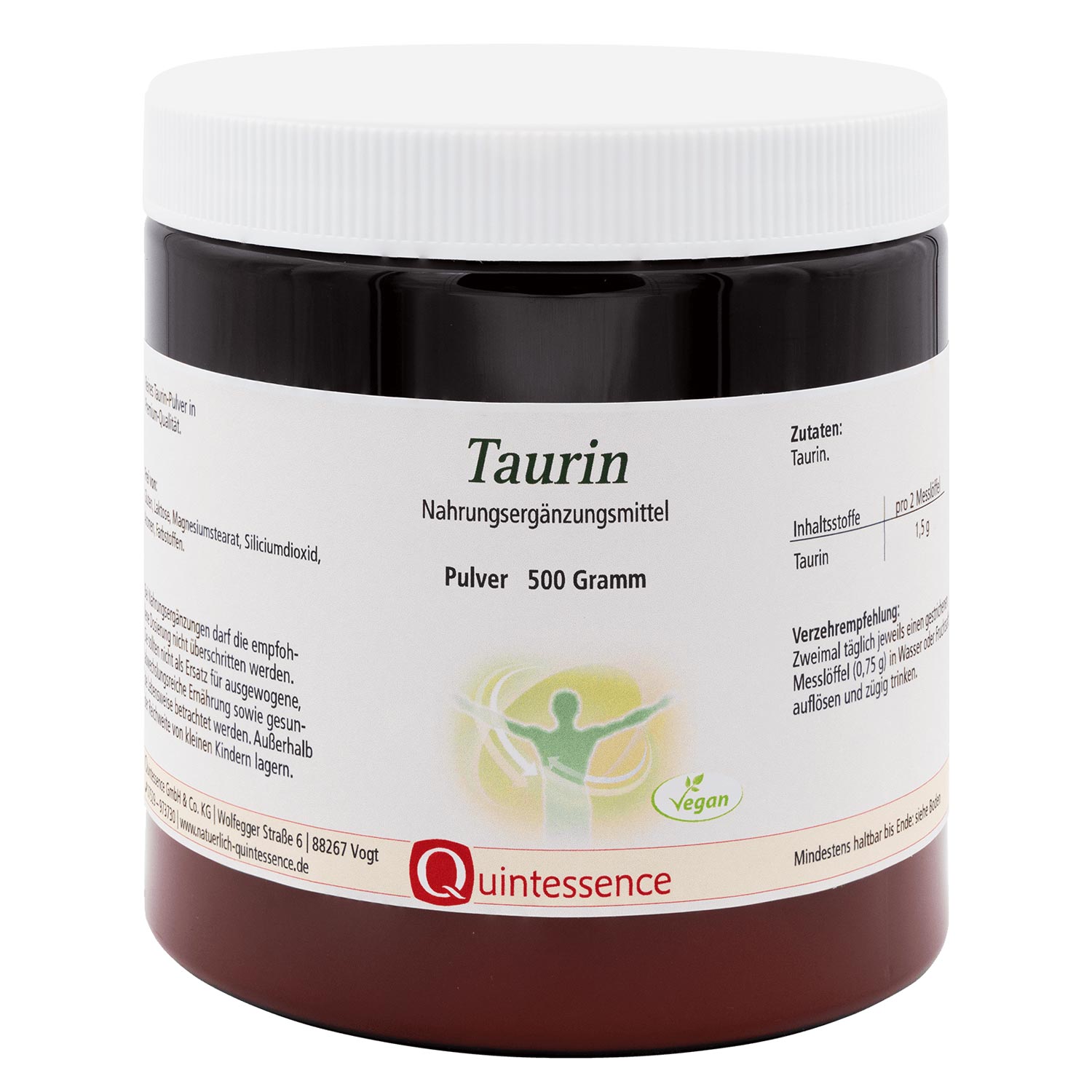  Taurin, 500 g Pulver von Quintessence Naturprodukte