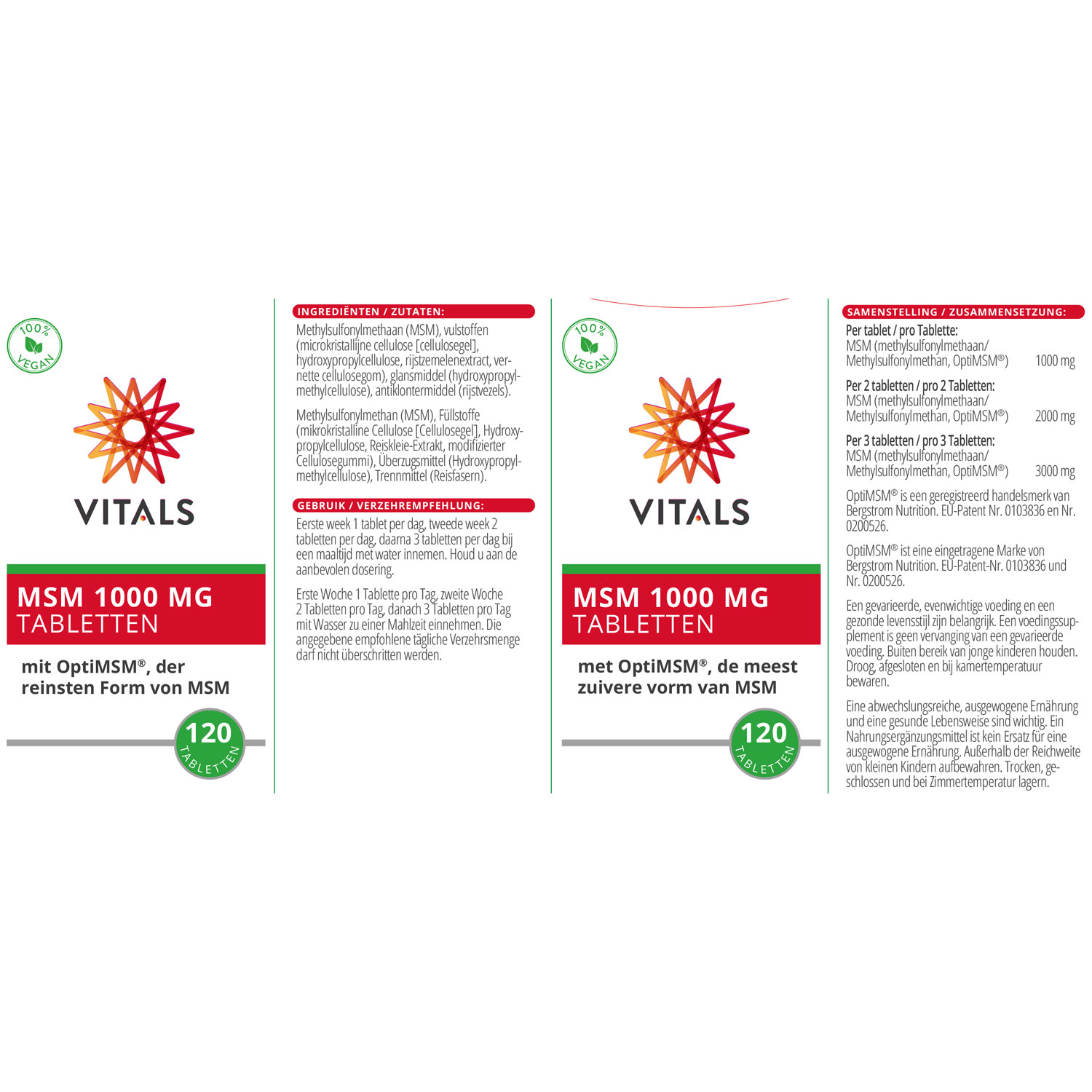 MSM 1000 mg von Vitals - Etikett