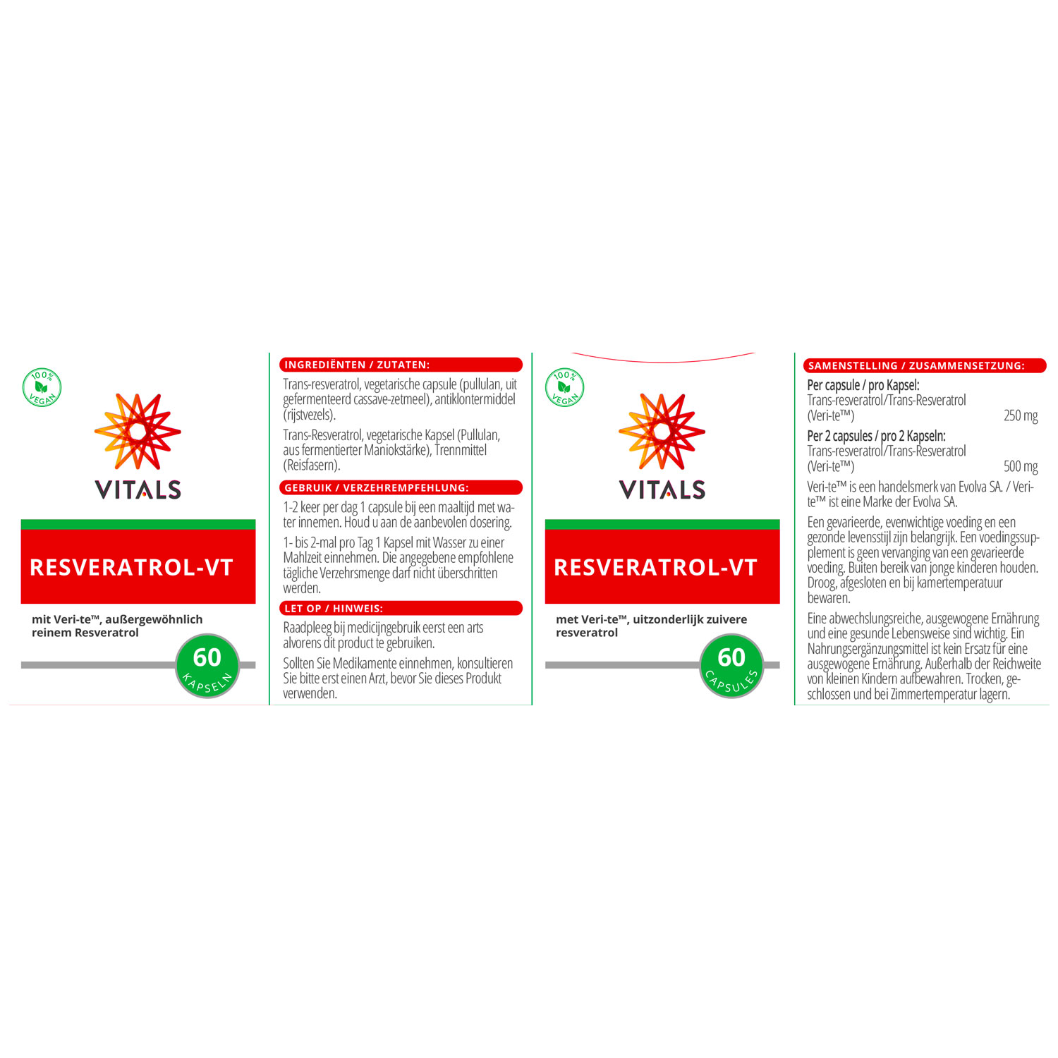 Resveratrol-VT von Vitals - Etikett