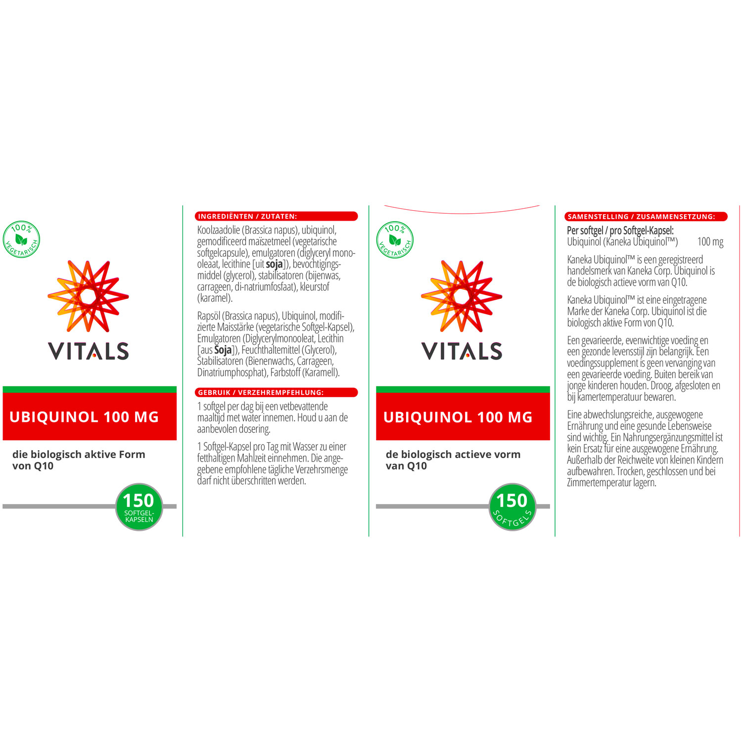 Ubiquinol von VItals 100 mg - Etikett