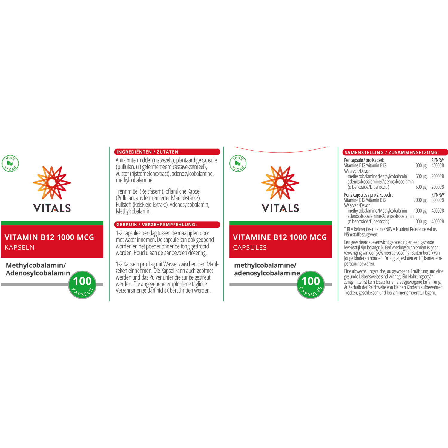 Vitamin B12 (1000mcg) von Vitals - Etikett