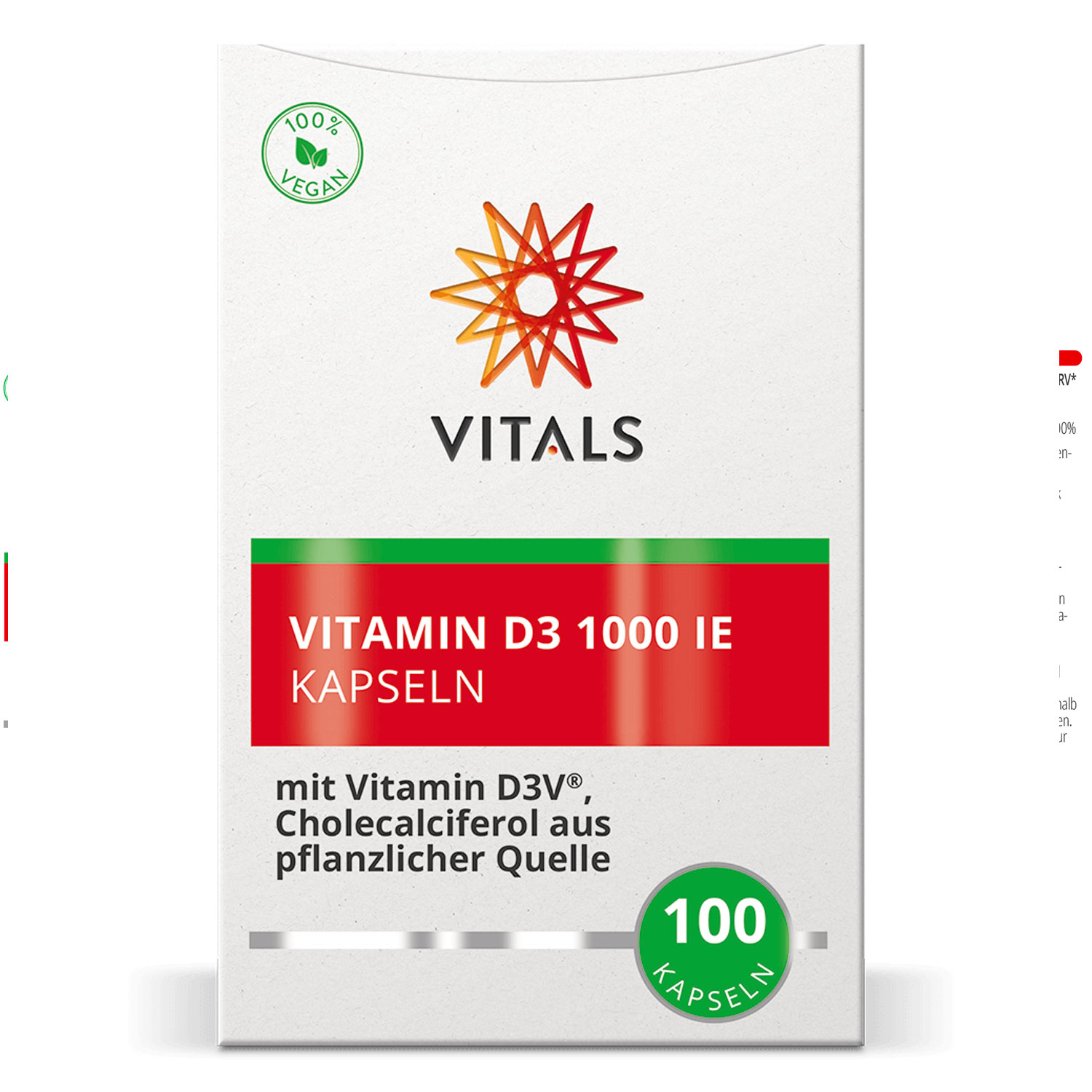 Vitamin D3 1000 IE von Vitals - Verpackung