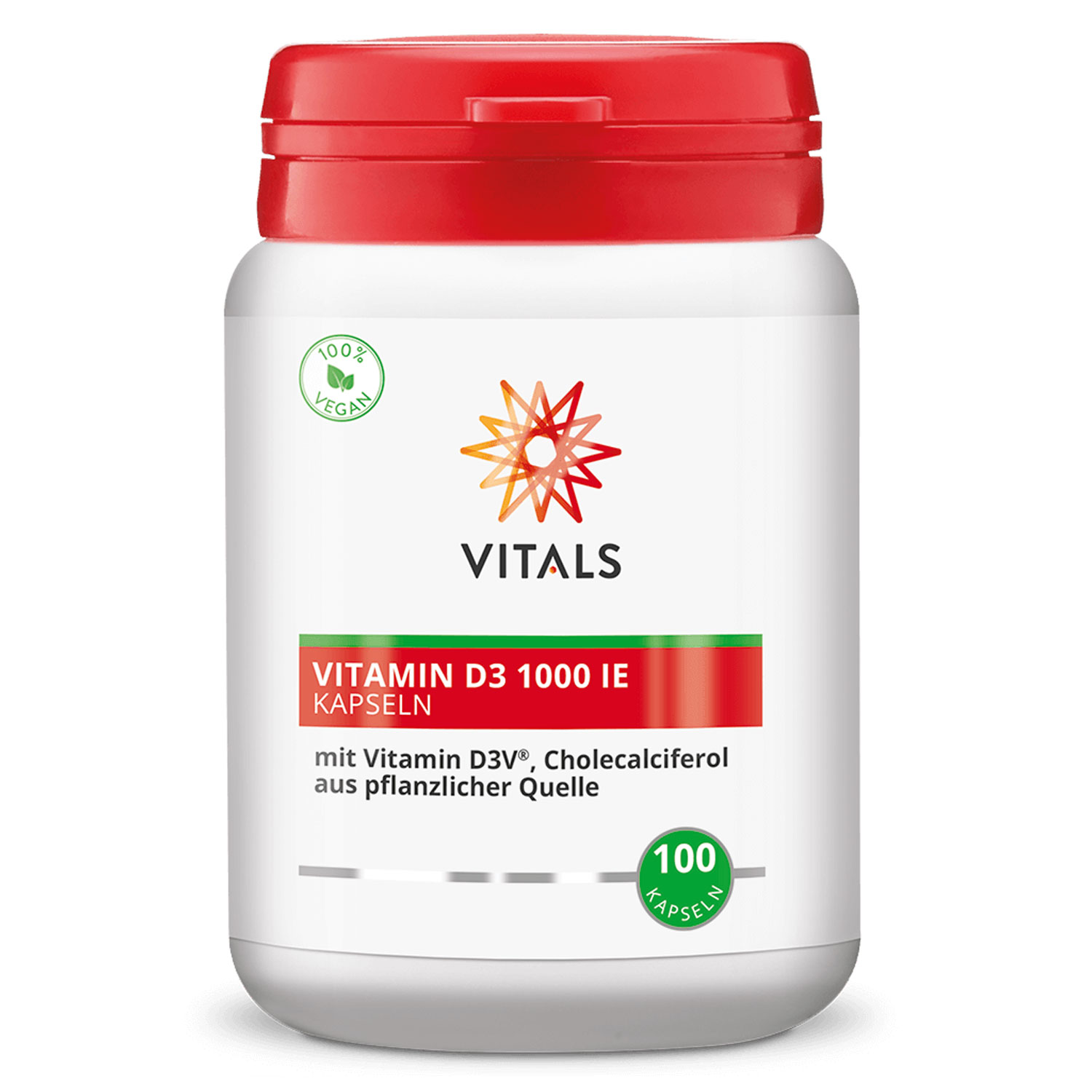 Vitamin D3 1000 IE von Vitals - 100 Kapseln